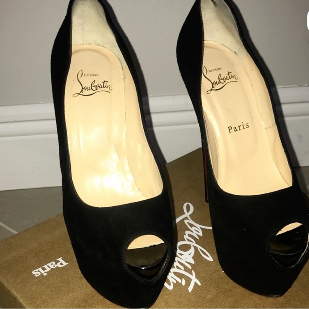 Christian Louboutin Black Peep Toe Heels